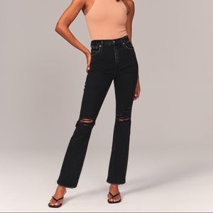 Abercrombie Ultra High Rise Ankle Straight Jeans (Black)